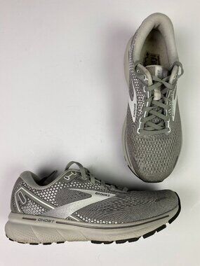 Brooks Ghost 14 Running Shoes Womens 8.5 D Wide Gray White Athletic Sneakers
